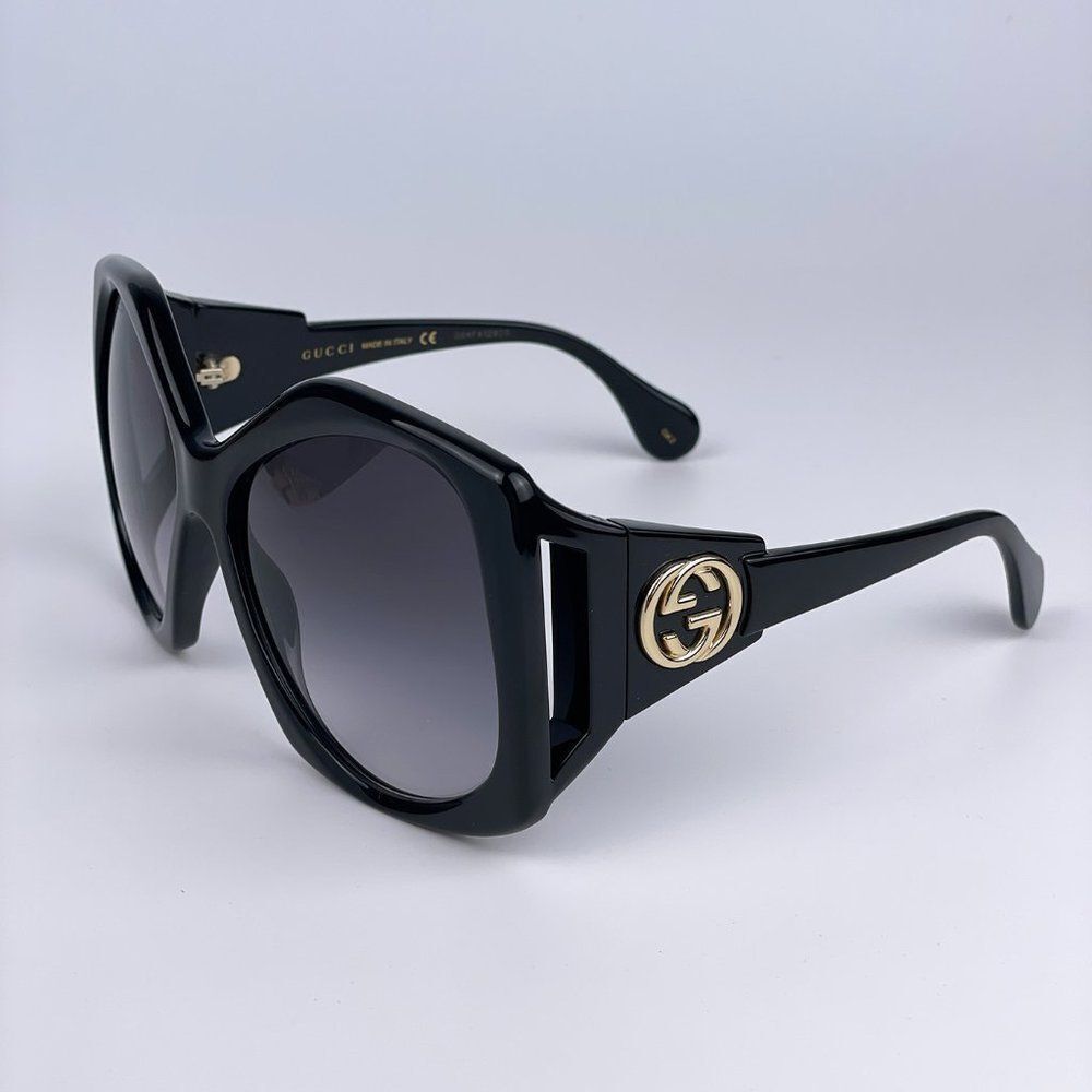 NEW Gucci GG0875S 001 Women Rectangle Oversized Black Grey Gradient Sunglasses - Picture 5 of 11